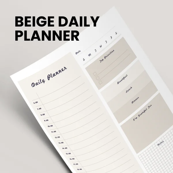 Beige Daily Printable Planner