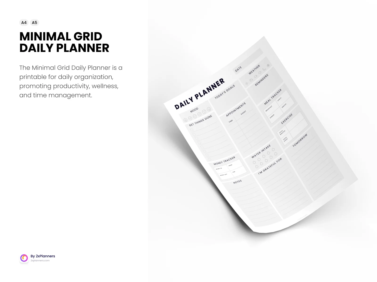 Minimal Grid Daily Printable Planner