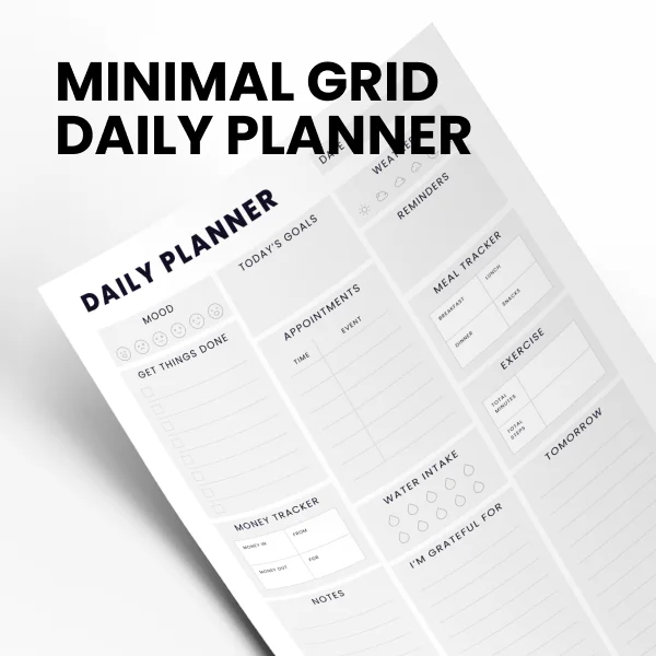 Minimal Grid Daily Printable Planner