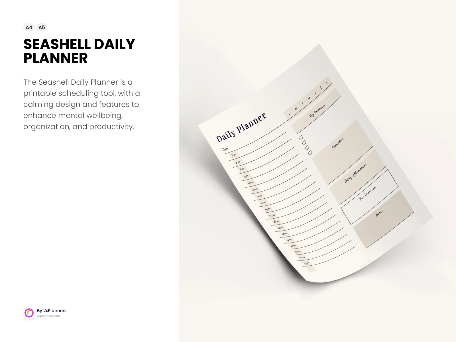 Seashell Daily Printable Planner