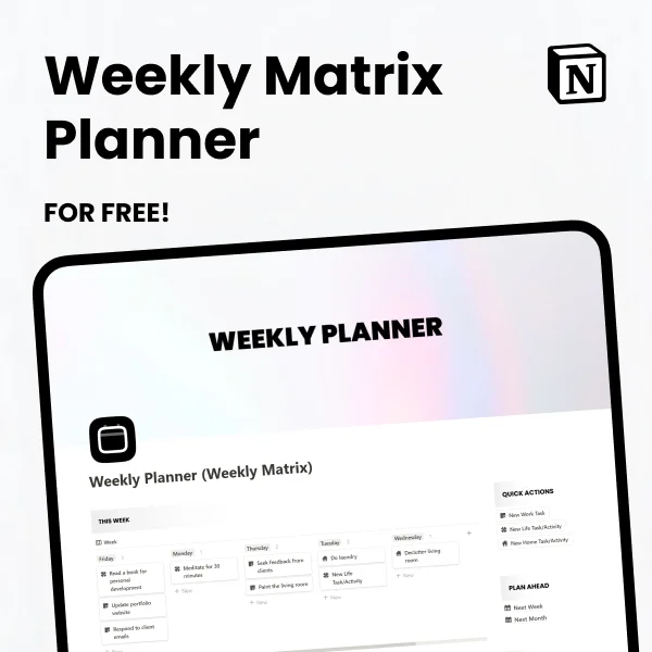 Free Notion Weekly Matrix Plannerac