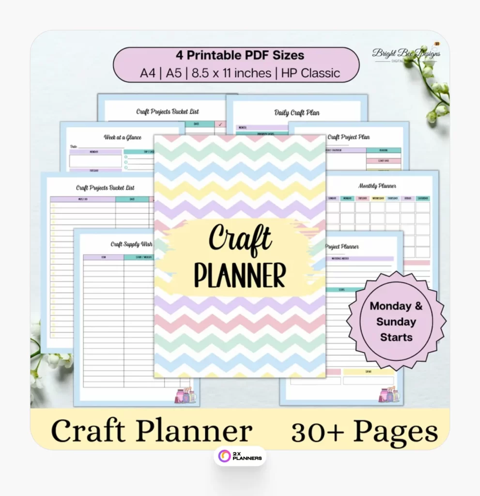 Printable Craft Project Organiser