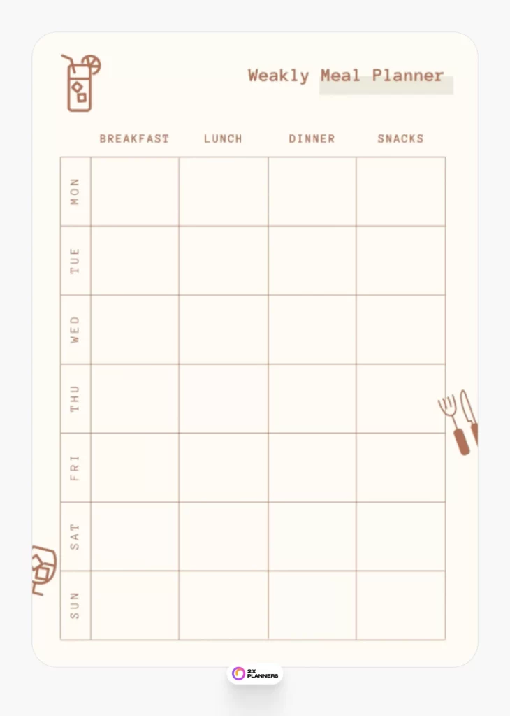 Canva and Printable Weekly Meal Planner