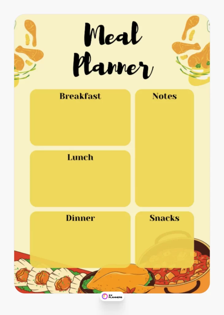 Yellow Illustrated Meal Planner