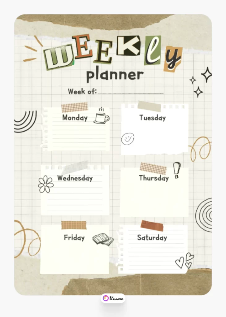 Beige Scrapbooking Style Weekly Planner