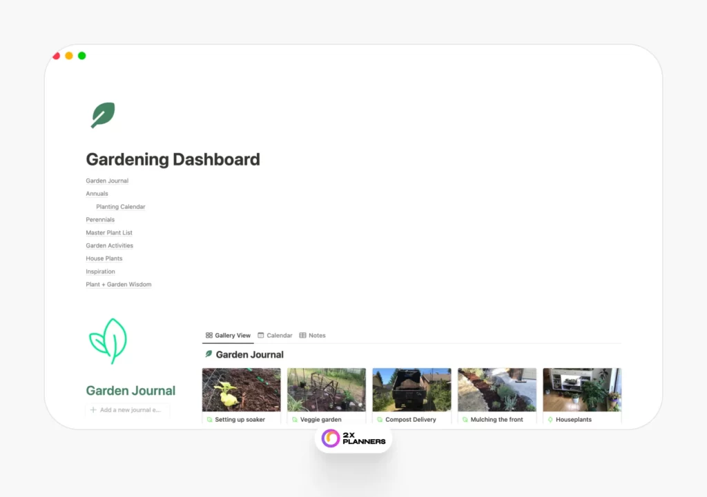 Notion Gardening Dashboard