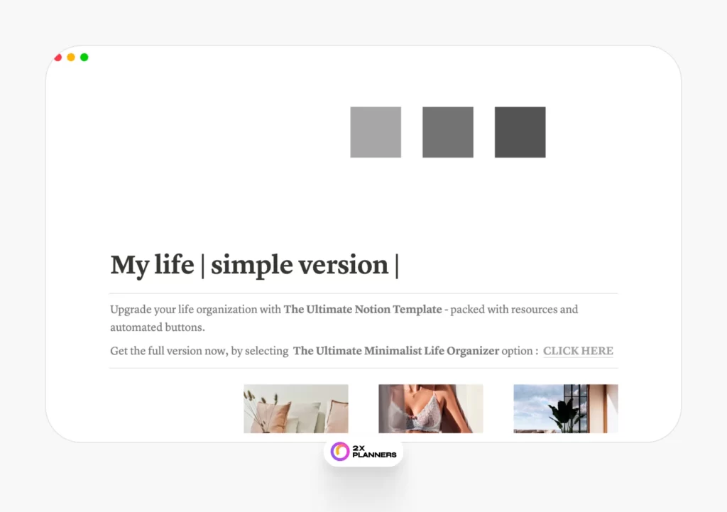 Minimalist Life Organizer Notion Template