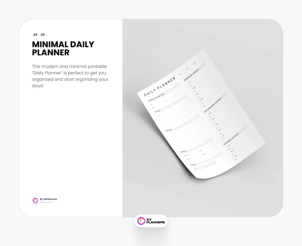 Printable Modern & Minimal Daily Printable Planner