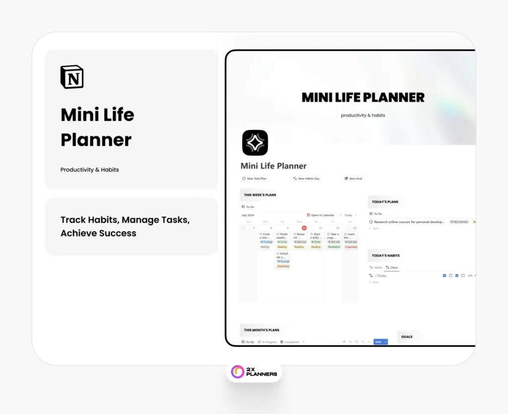 Free Notion Mini Life Planner Template