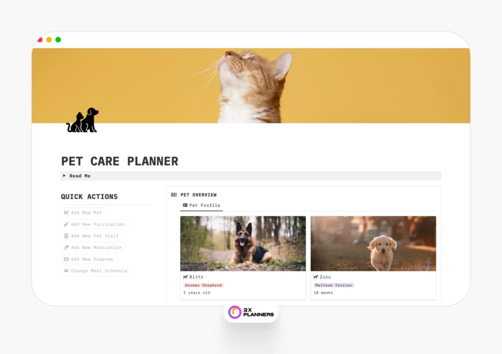 Free Pet Care Planner