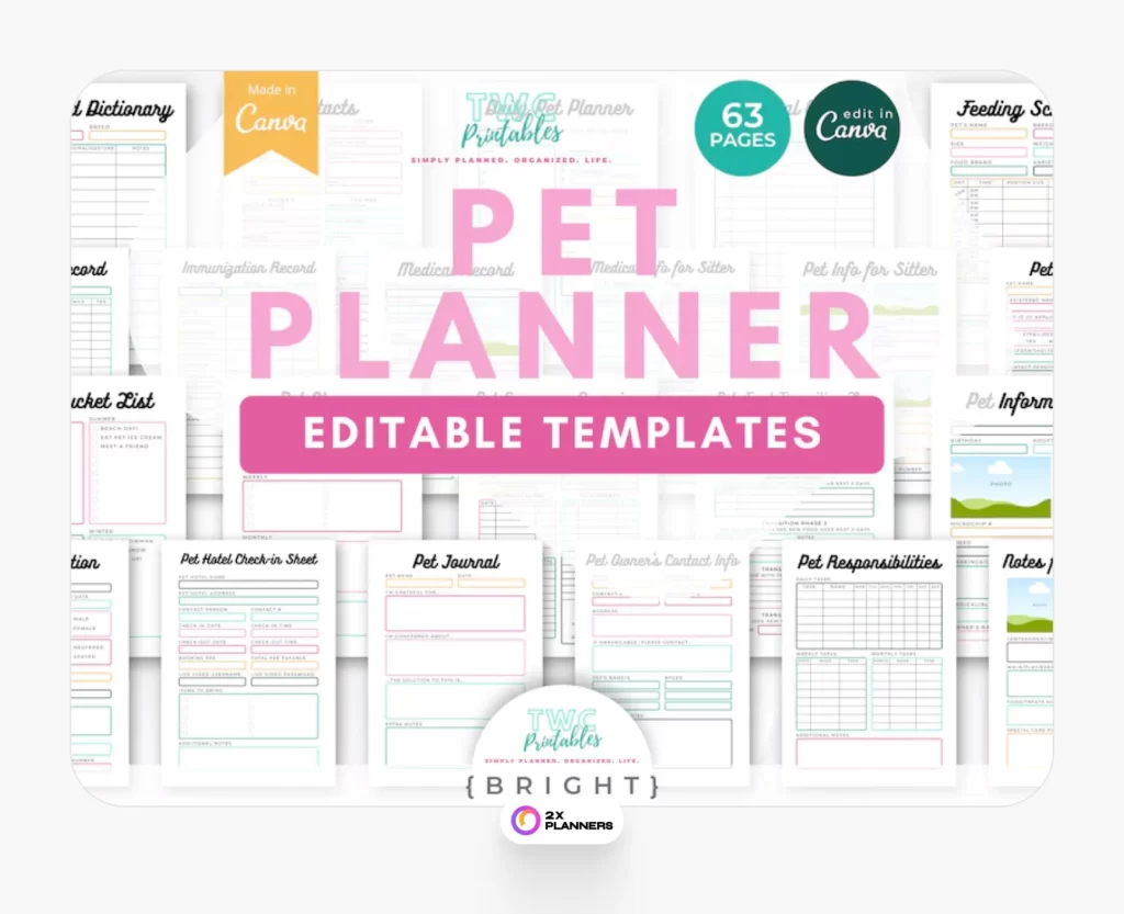 Pet Planner Canva Templates