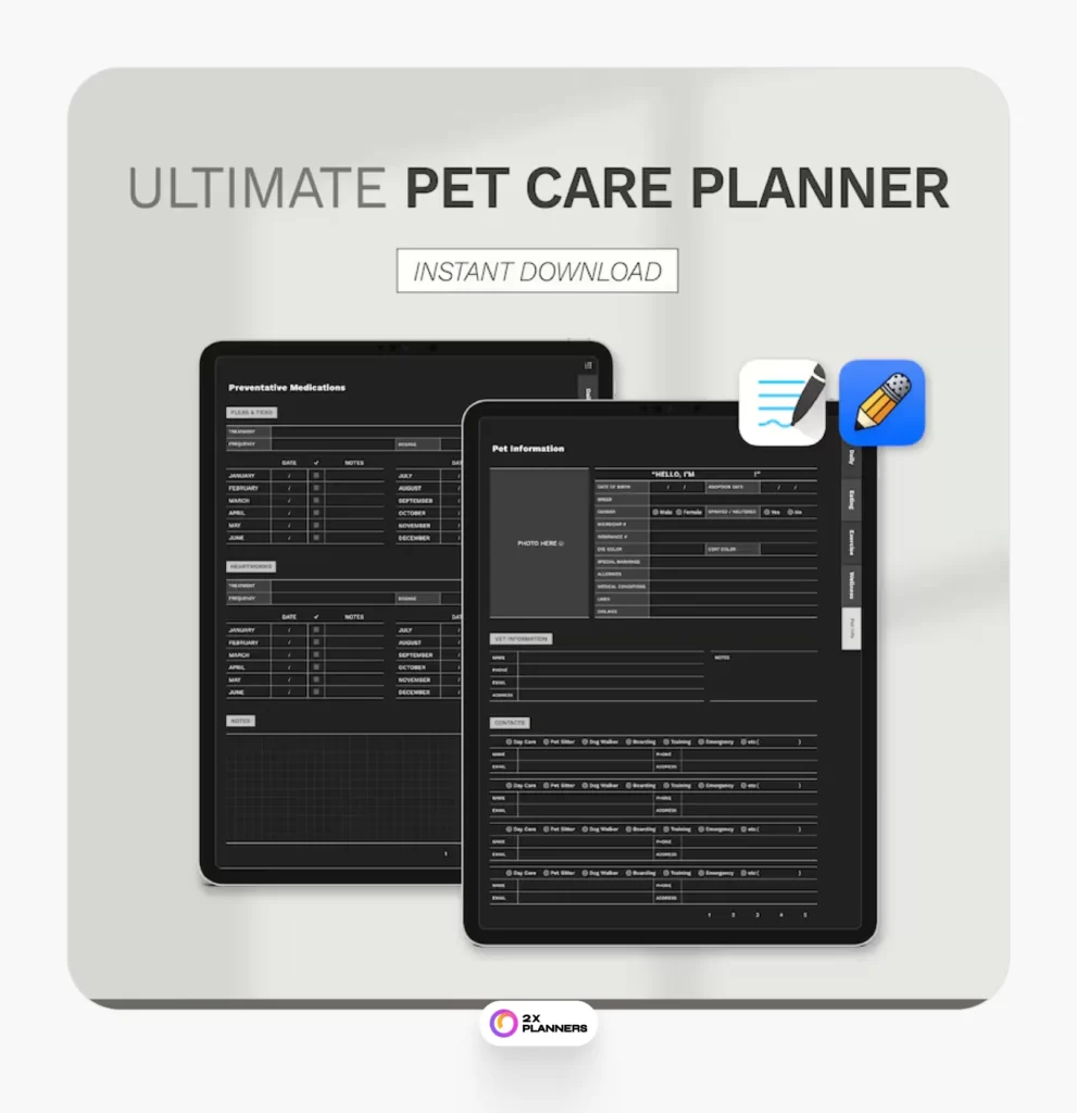 Digital Goodnotes Pet Planner