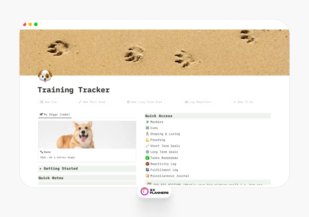 Free Notion Pet Training Tracker