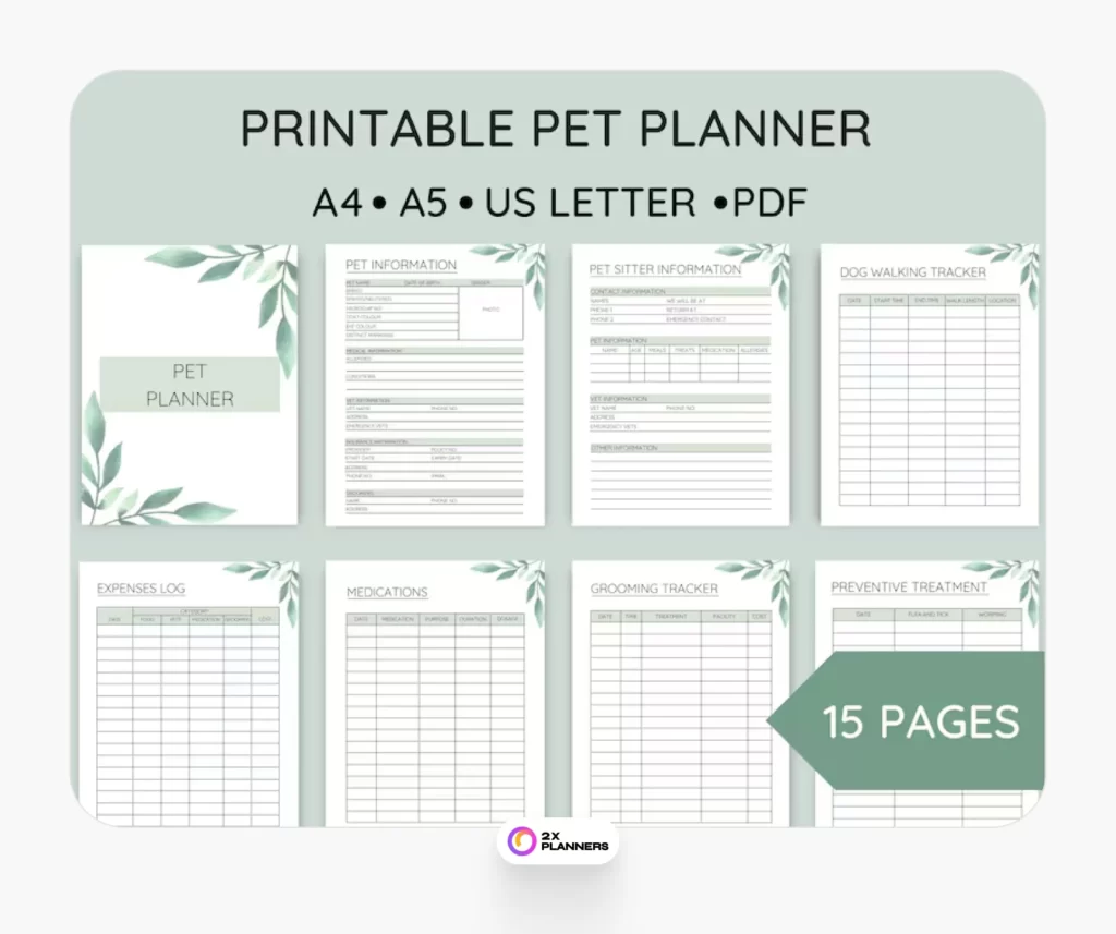 Printable Pet Care Planner Bundle