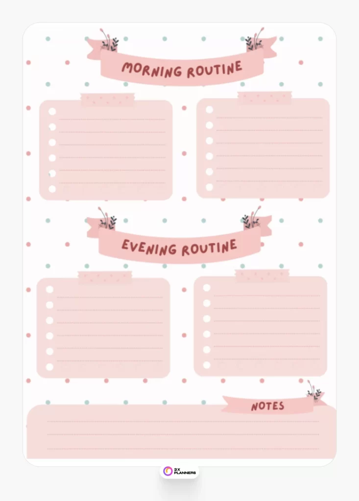 Pink Playful Personal Daily Routine Planner