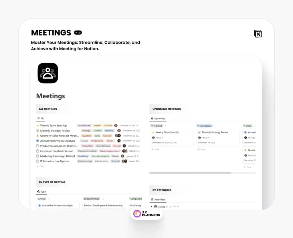 Free Notion Meeting Management Template