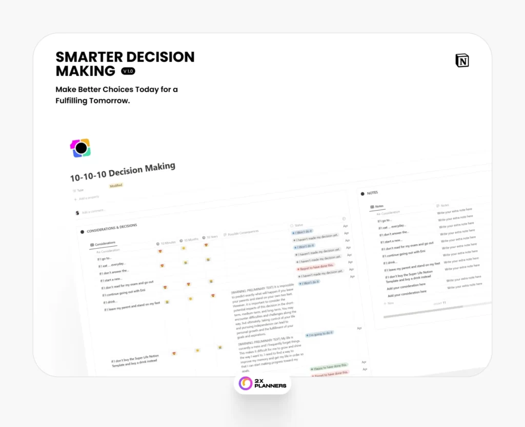 Free Notion Decision Making