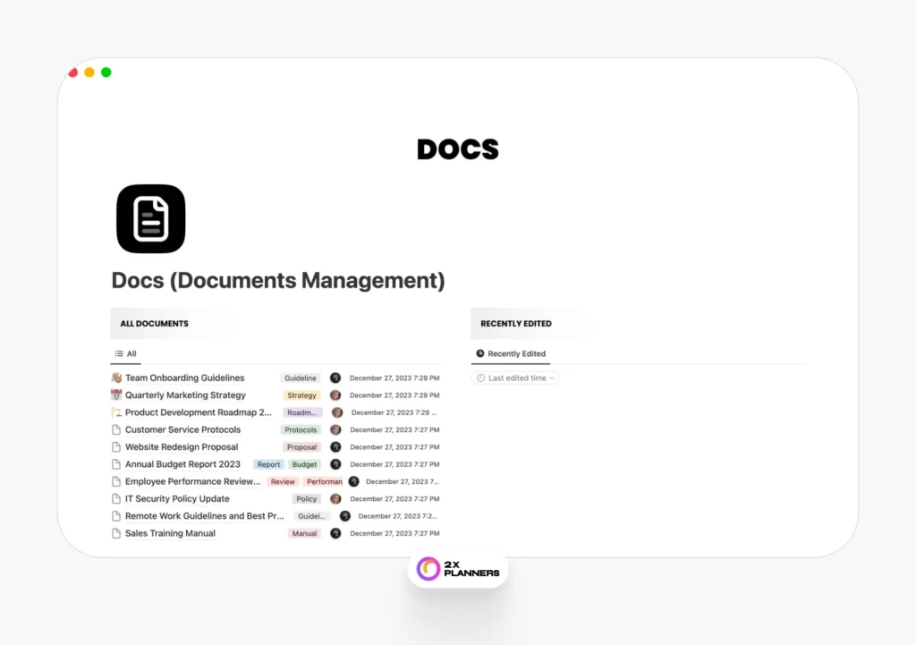 Notion Docs (Documents Management)