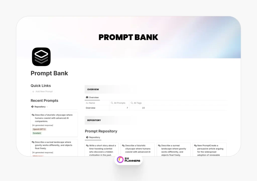 Notion Prompt Bank - AI Prompt Organizer & Tracker