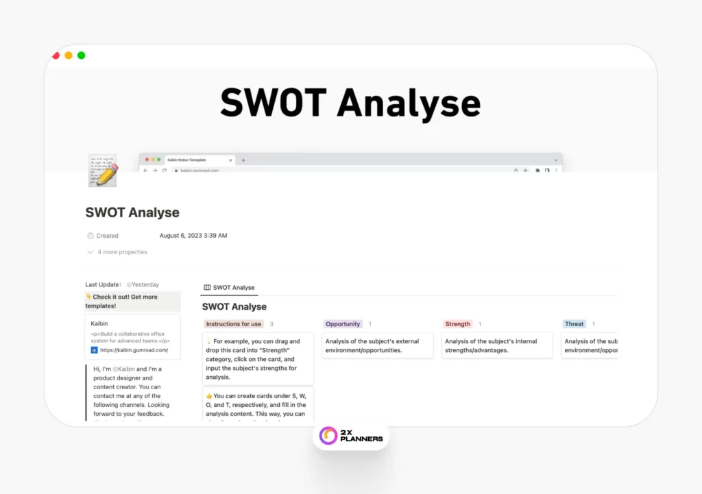 Notion SWOT Analyse