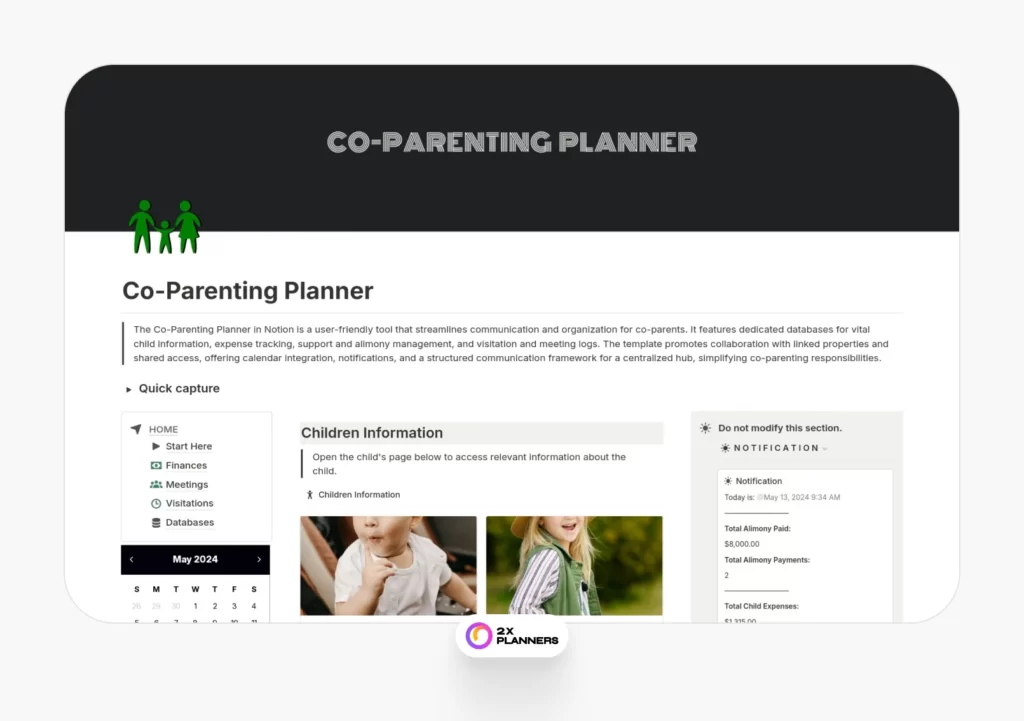 Notion Co-Parenting Planner