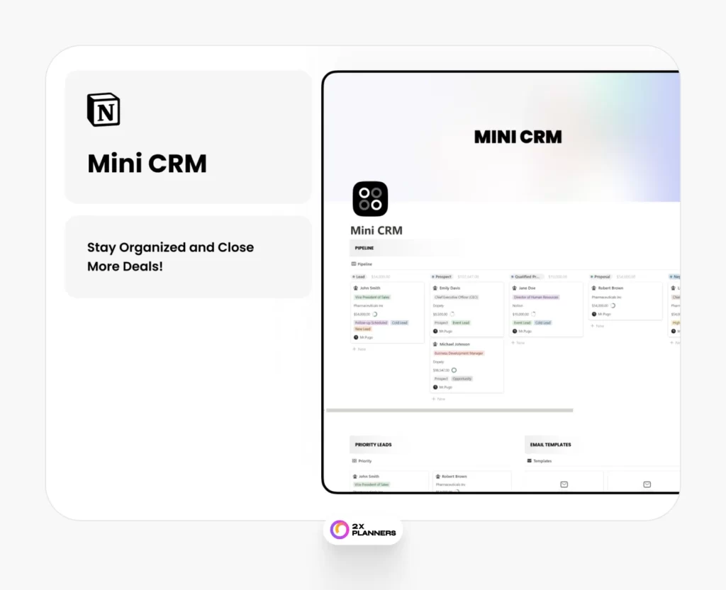 Notion Mini CRM - Free Sales Pipeline CRM Template