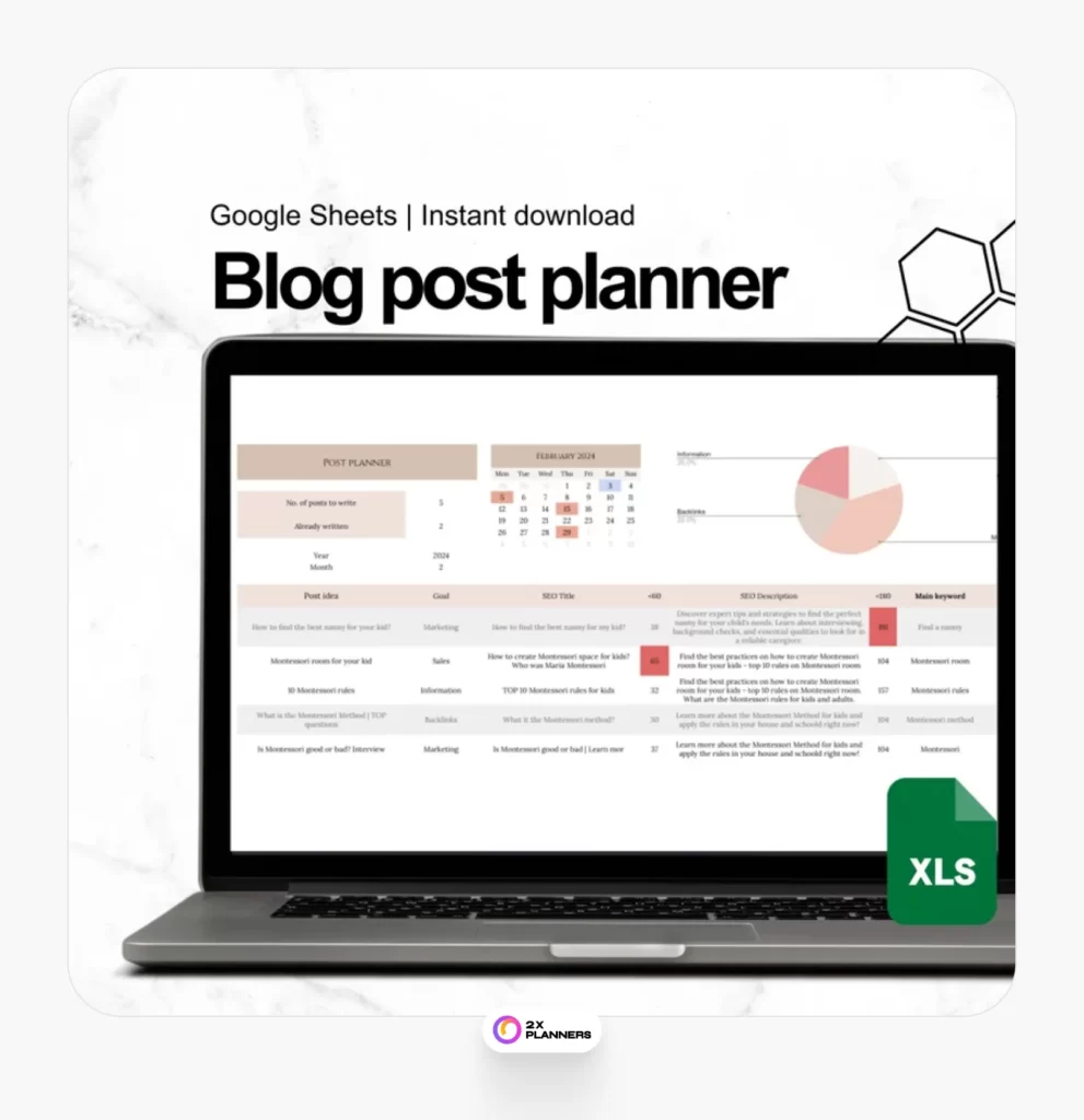 Blog Post Planner Template for Google Sheets