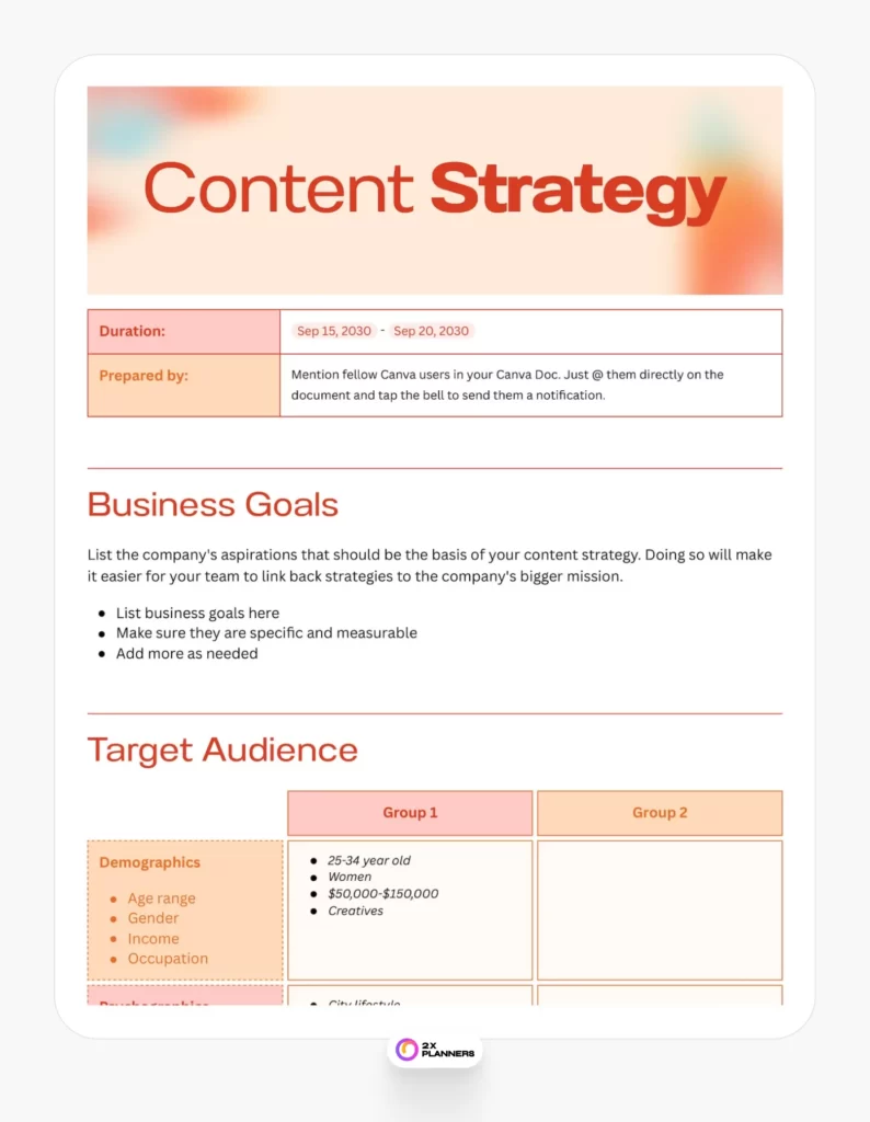 Canva Content Strategy Doc