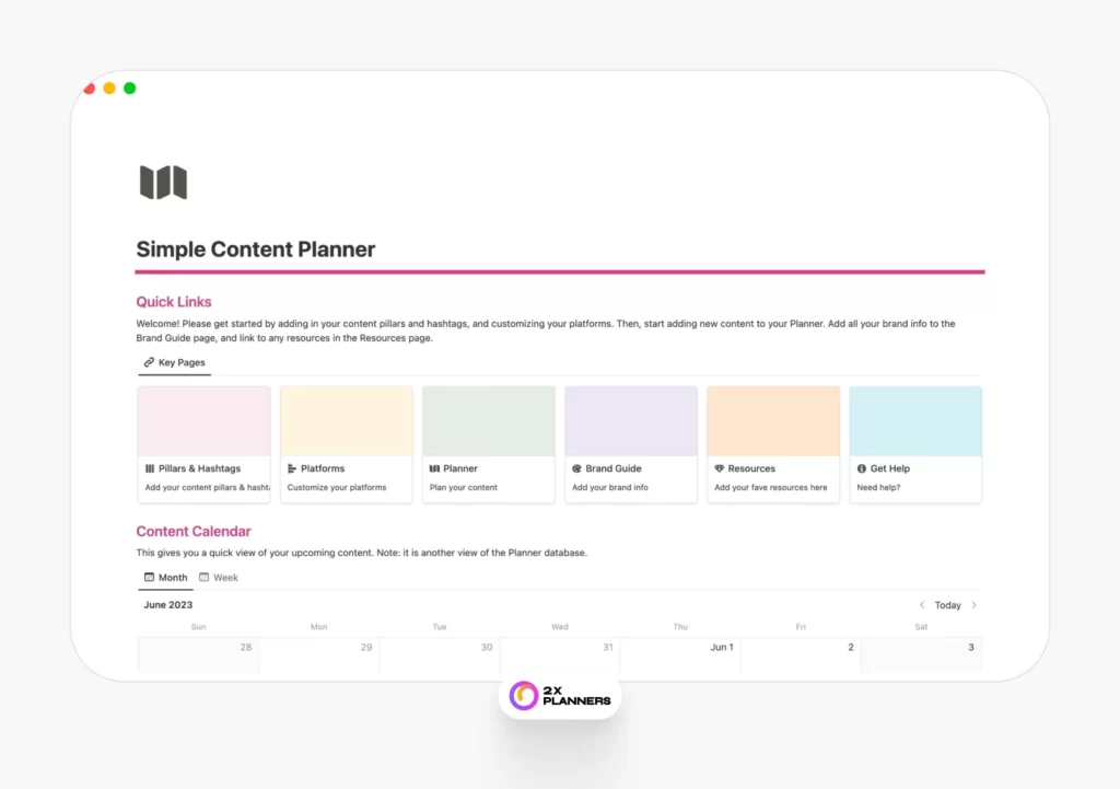 Simple Content Planner & Calendar