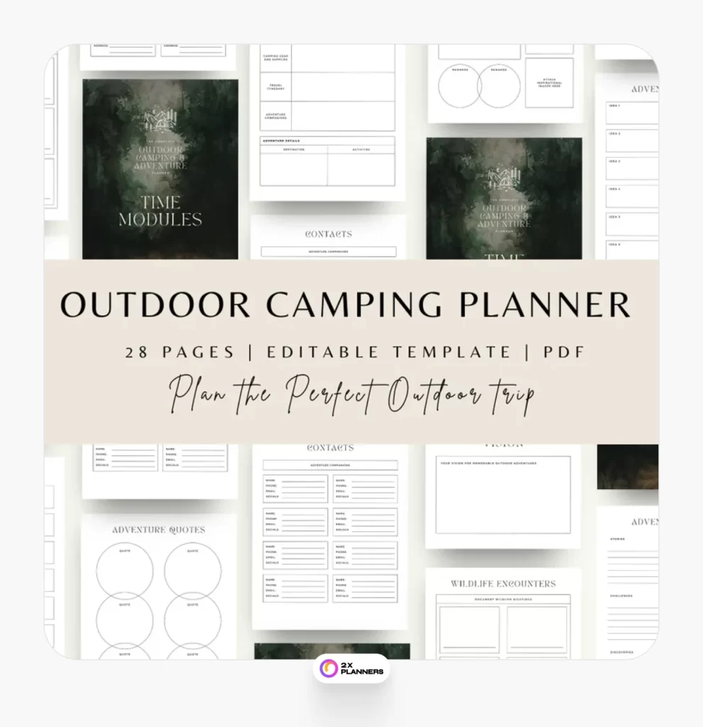 Printable Camping Trip Planner (Outdoor Camping Journal)