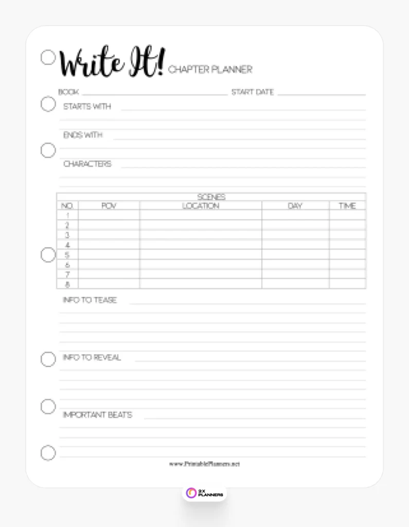 Write It Chapter Planner