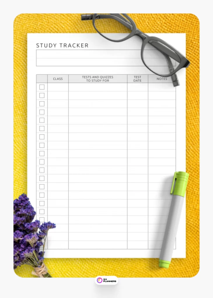 Study Tracker Template