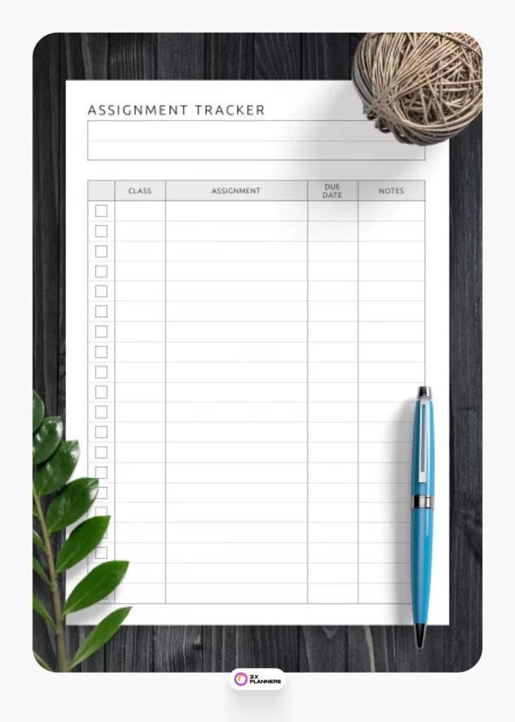 Assignment Tracker Template