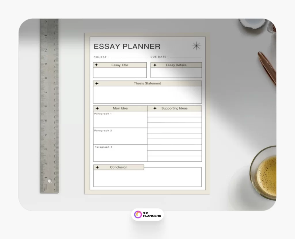 Canva Essay Planner in Beige White Modern Style