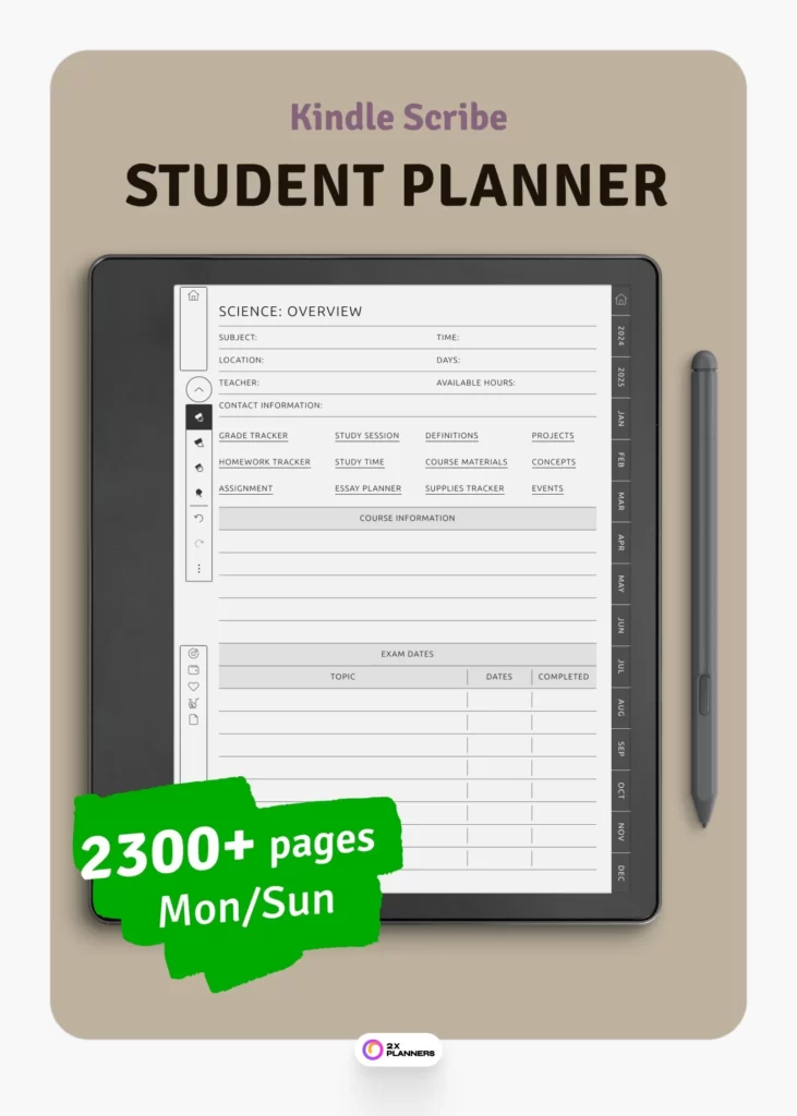 Kindle Scribe Student Planner