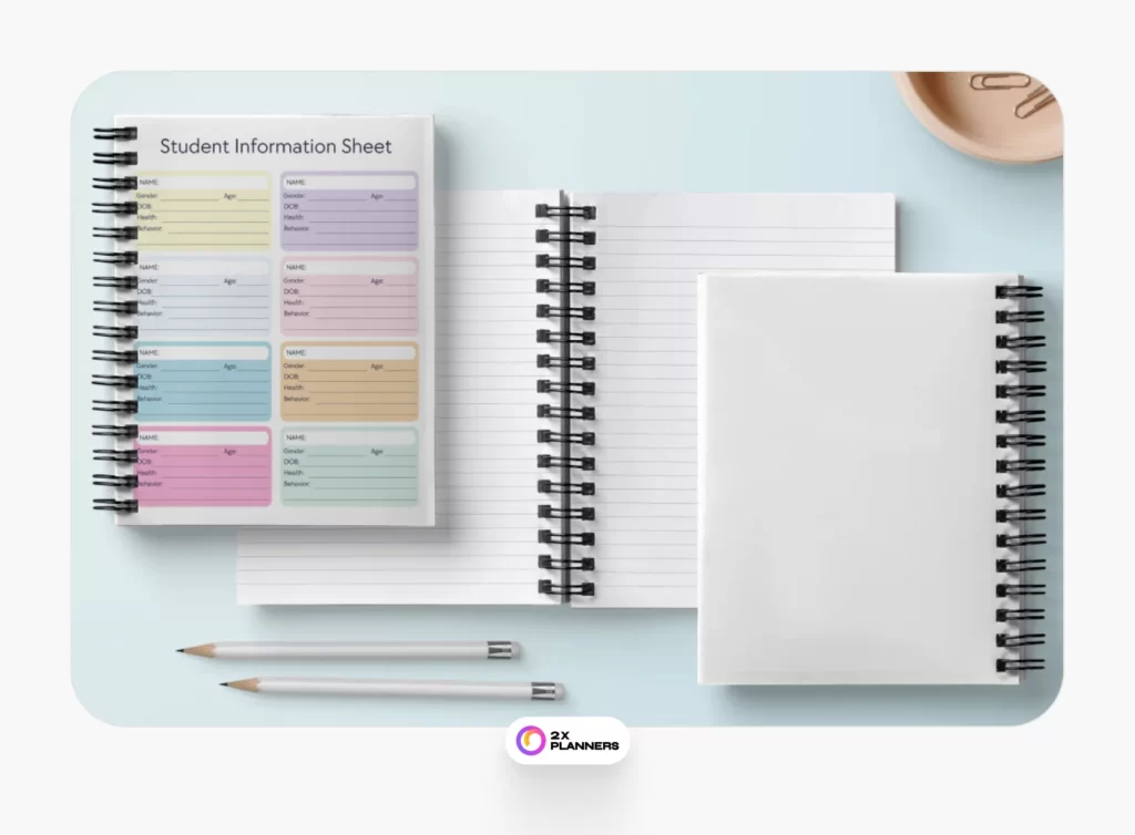 Colorful Simple Student Information Sheet Planner