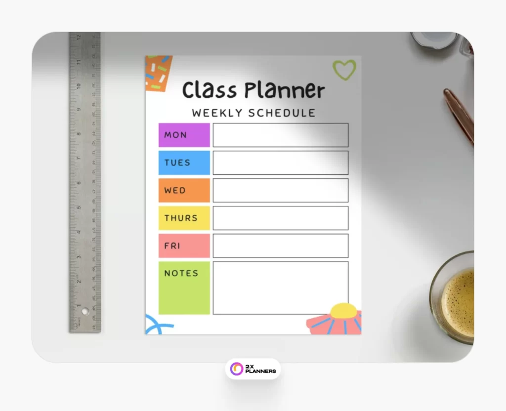 White Playful Weekly Schedule Class Planner