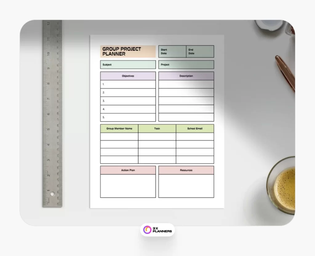 Orange Pastel Group Project Planner