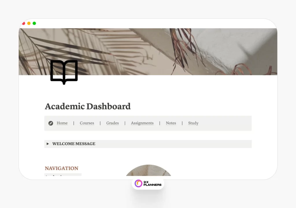 Academic Planner -- Student Notion Template