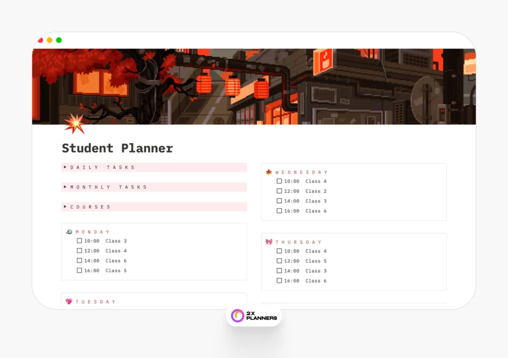 Free Notion Student Planner