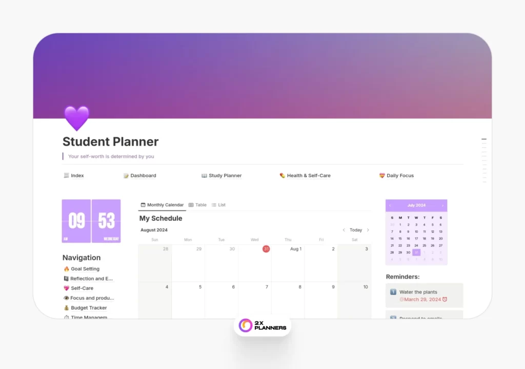 Student Academic Planner, School Planner