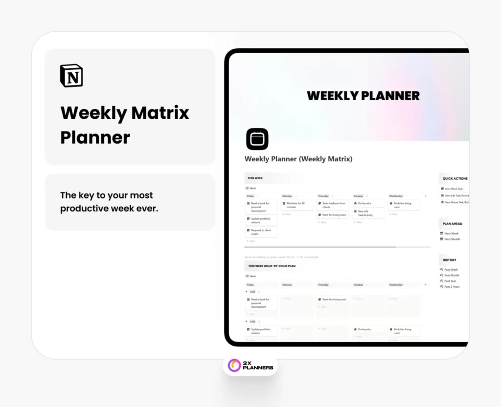 Free Notion Weekly Matrix Planner