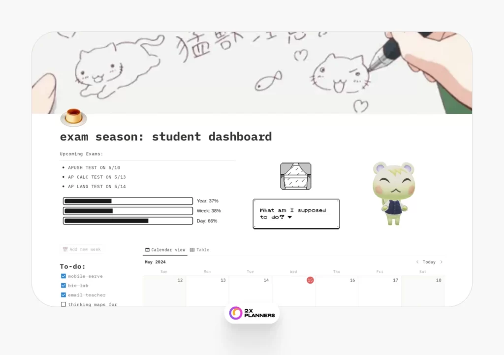 Exam season - Student dashboard