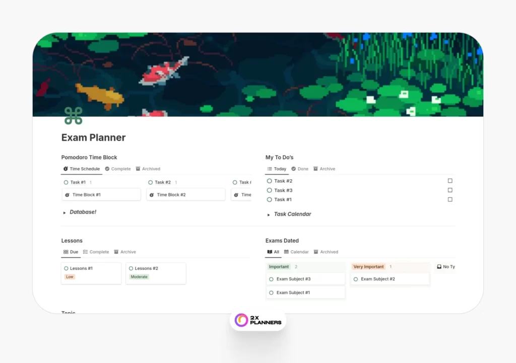 Notion Exam Planner