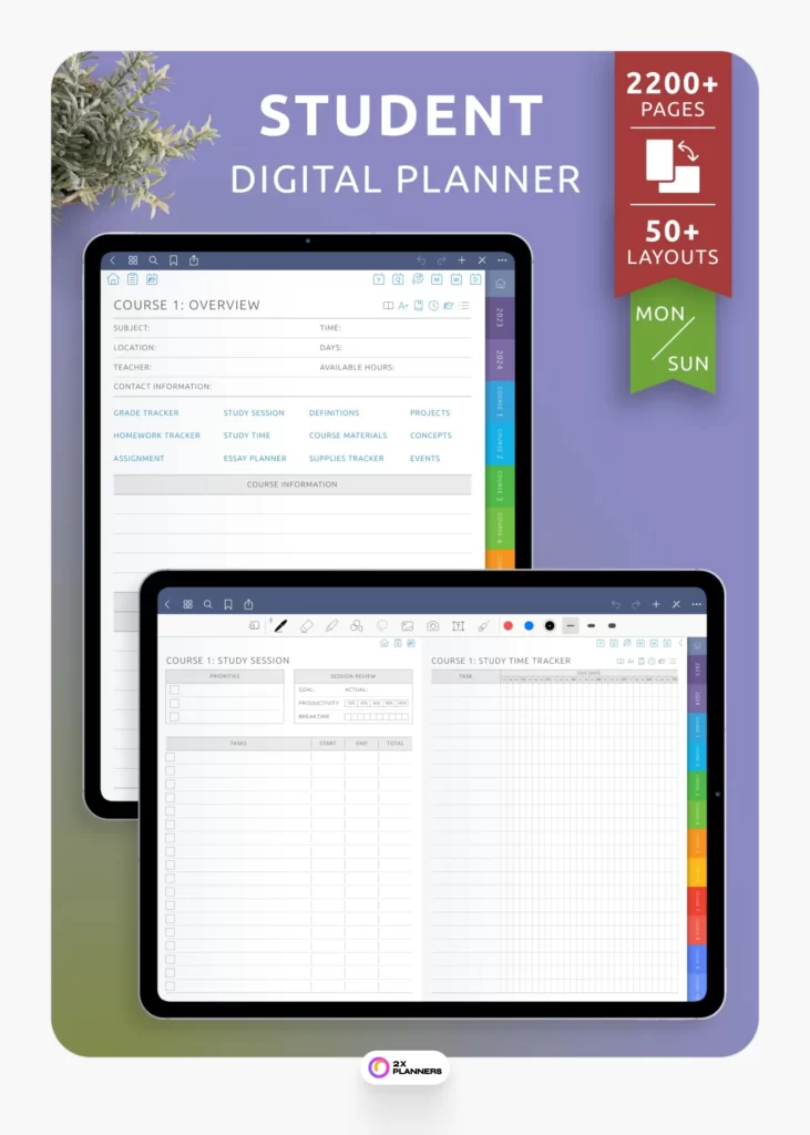 Customizable Digital Student Planner