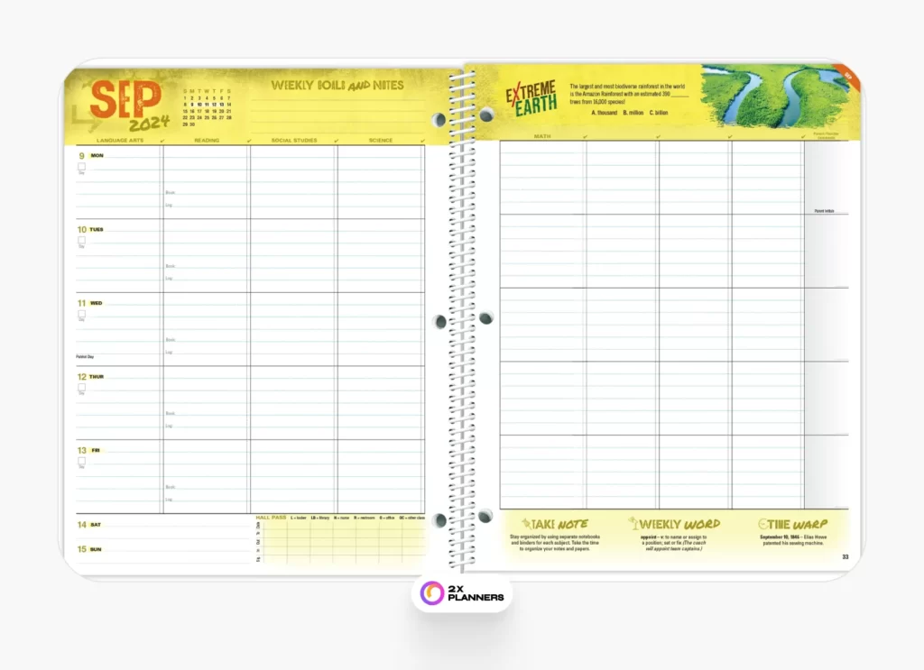 Middle School Planner