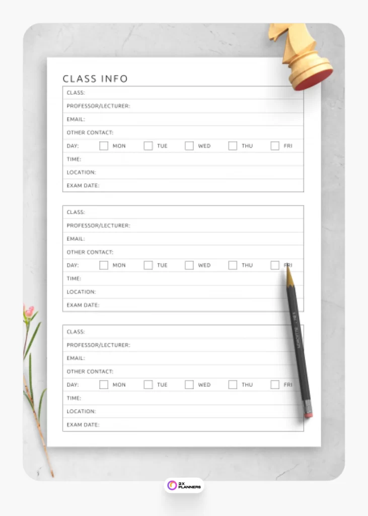 Class Info Template