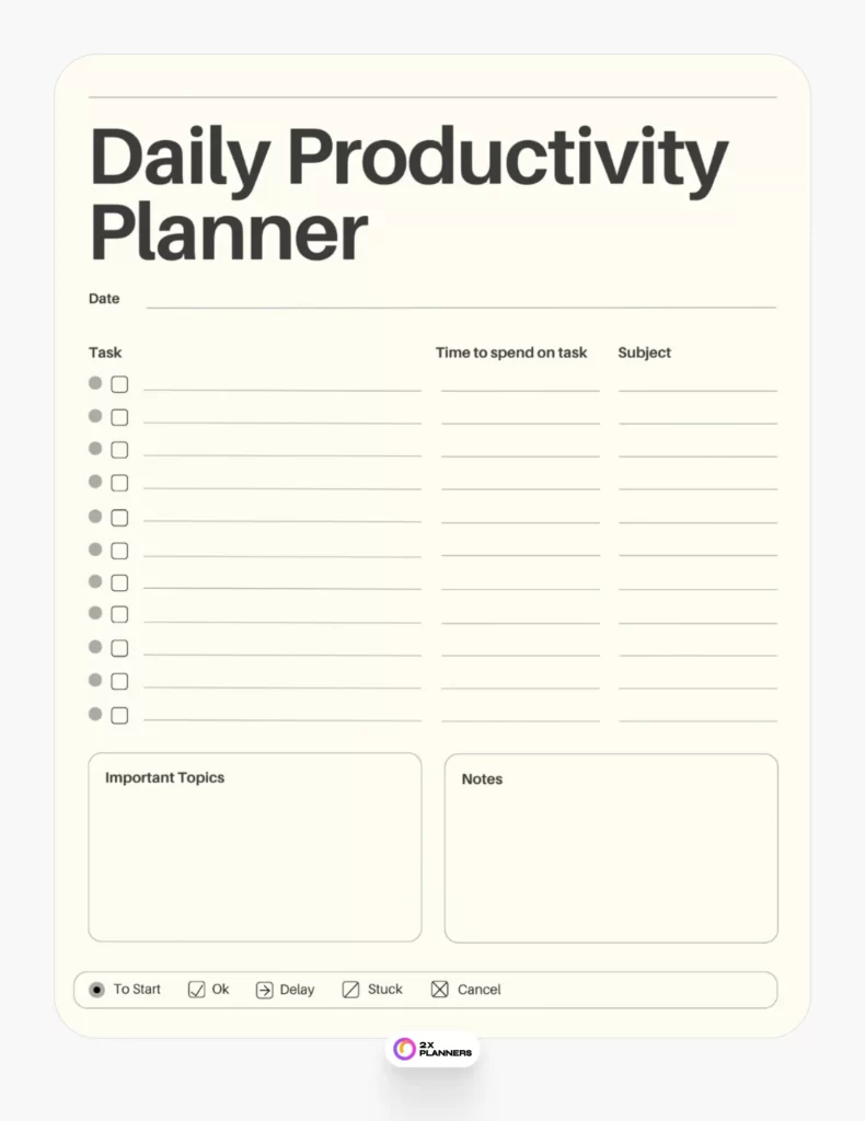 Beige Simple and Minimalist Printable Daily Productivity Planner Sheet