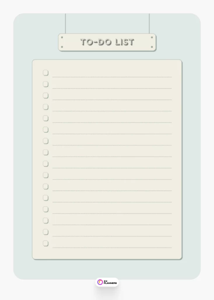 Minimalist Cute Blue Cream To-do List Checklist Planner