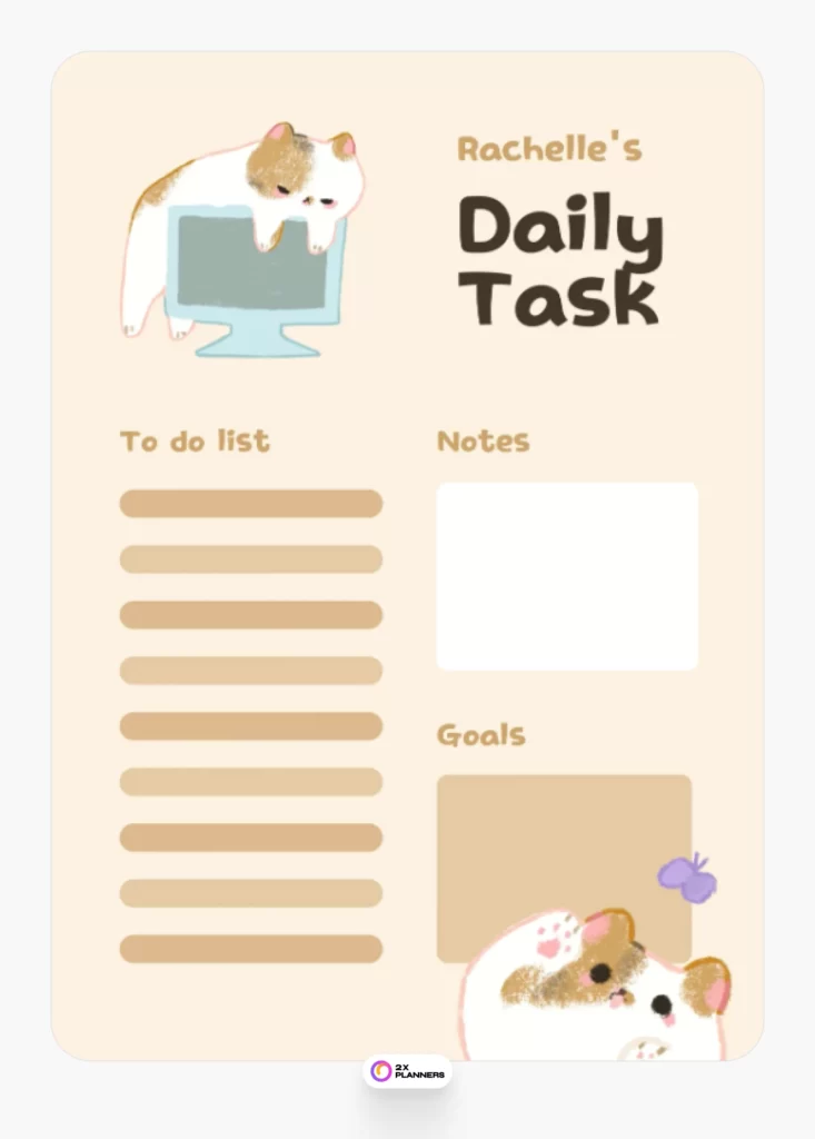 Beige White Simple Cute Daily Task